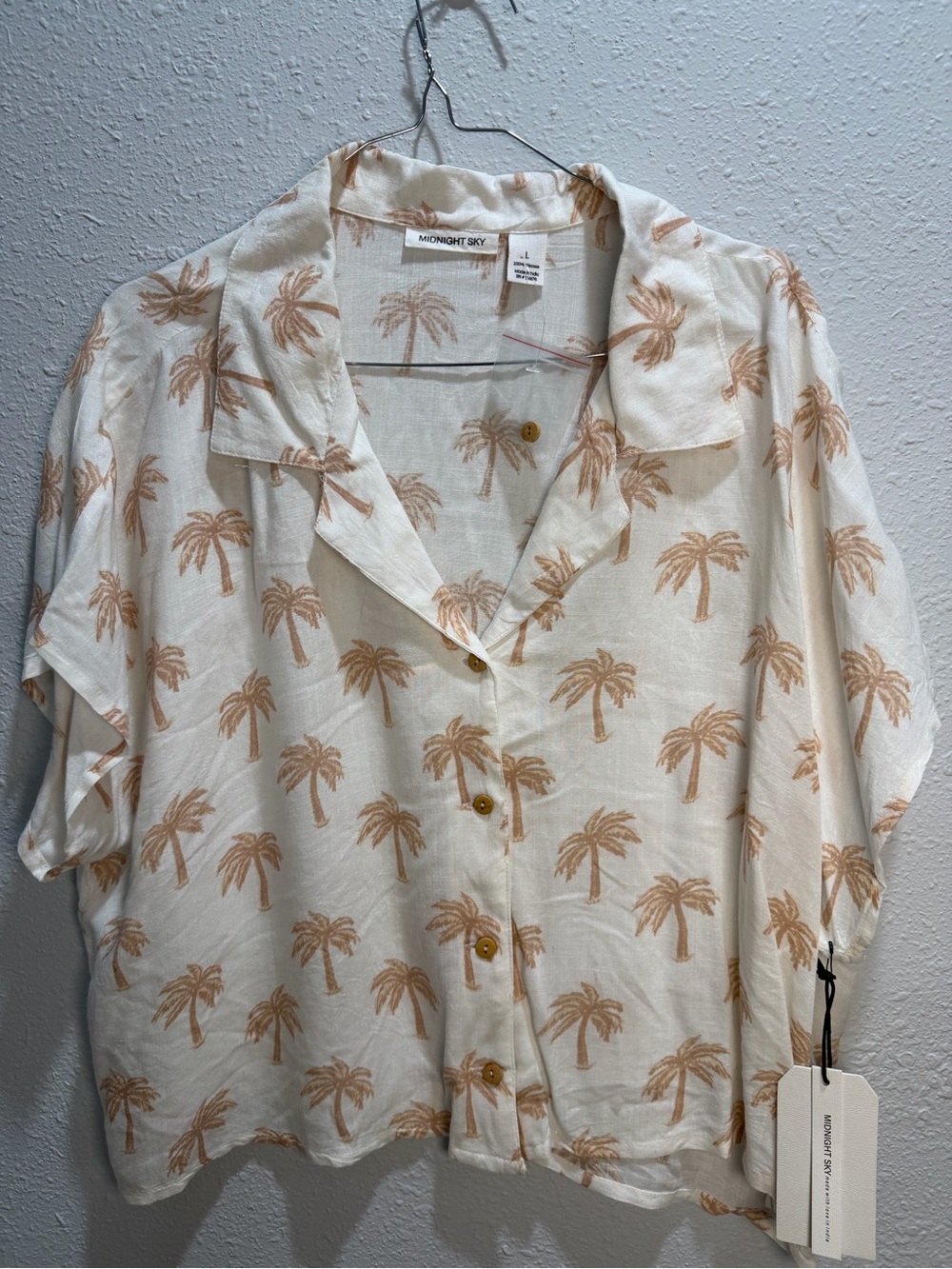 Midnight Sky Cream Palm-Print Button Down Shirt